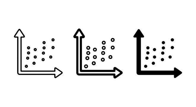 Scatter Plot Icons, Data Visualization Set, Statistical Analysis Graphics, Vector Charts