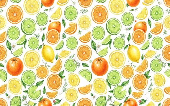 Seamless pattern of fresh sliced oranges