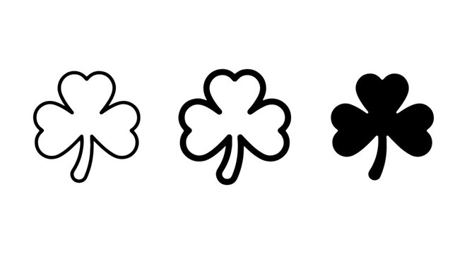 Shamrock Icons Set, Clover Symbols, St. Patrick's Day Graphic Elements, Luck Symbols