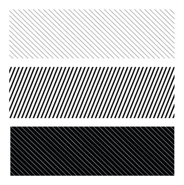Conjunto abstracto de tres paneles horizontales con patrones de l&iacute;neas diagonales