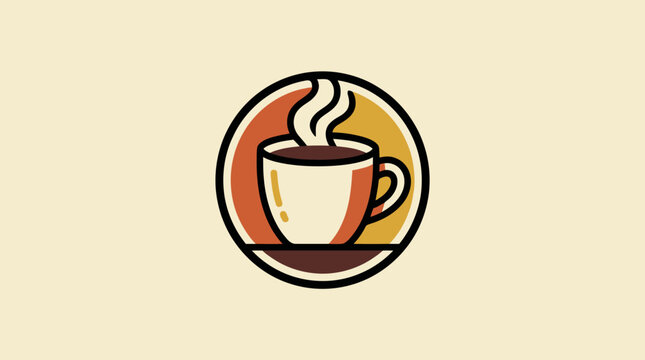 Minimalist coffee cup icon with rising steam.