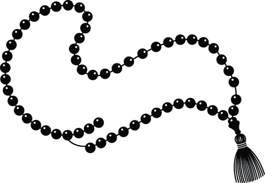 Traditional Islamic rosary prayer beads vector illustration misbaha tasbih subha for ramadan religion and spiritual ritual,