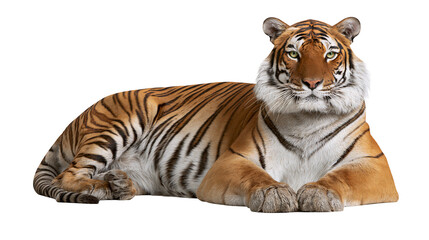 Obraz premium Tiger lying down with orange and black stripes