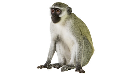 Vervet monkey sitting with light grey and green fur © Natalia