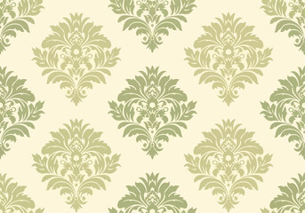 Fototapeta premium Decorative Classic Damask Vector Background With Elegant Repeating Floral Motifs