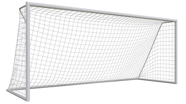 White metal soccer goal with net