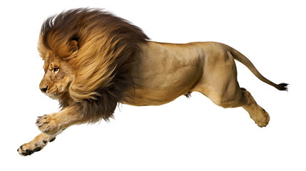 Majestic male lion with full mane running dynamically © Natalia