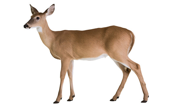 White-tailed deer doe standing profile view