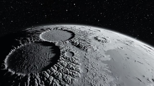 Lunar surface with crater detail in deep space exploration theme