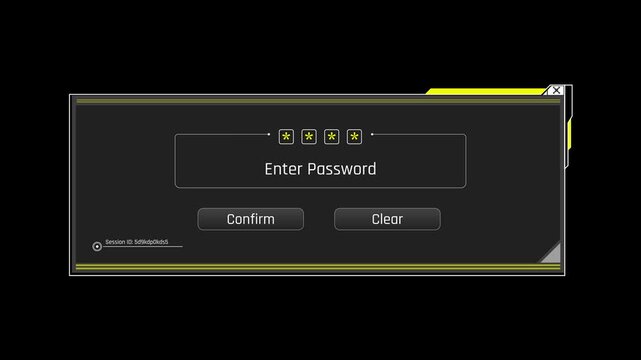Futuristic Password Entry System Message With Confirm And Clear Buttons For Secure User Authentication