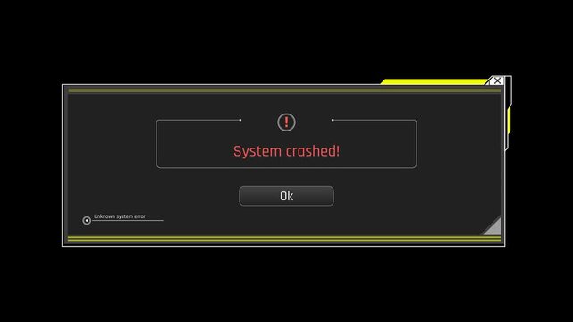 Futuristic System Crashed Message With Critical Computer Error And Software Failure Warning