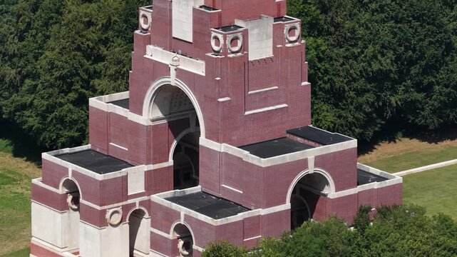 Aerial view of thiepval memorial to the missing of the somme