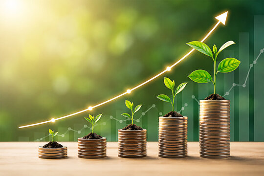 money growing on the golden coins