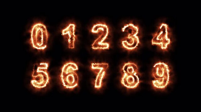 counting animation from 0 to 9 on transparent background, number counting animation vedio with alpha channel in 4k ,Typography for Kids, Numeric Digits 1&ndash;10 Animation in 4K