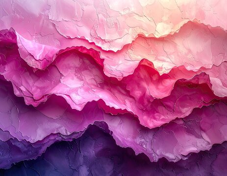 Abstract textured layers of vibrant pink and purple paint blending softly