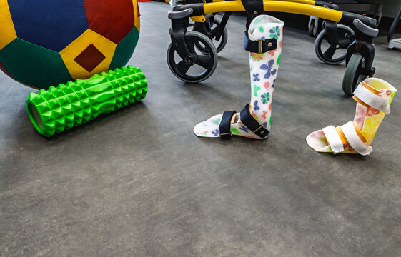 Rehabilitation equipment for walking skills rehabilitation in a rehabilitation center: orthoses, walkers, etc.