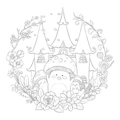 Naklejka premium Coloring page. Hand-drawn coloring book for children and adults