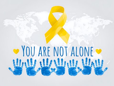 Yellow ribbon awareness concept. Support symbol for mental health and global solidarity.