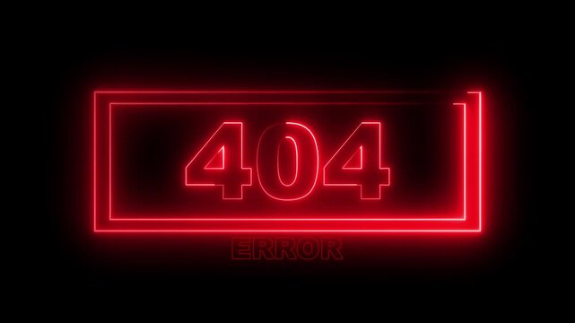 Error message displays the numbers four zero four in a bright red glowing neon box to signal that the requested page could not be found within the current digital website directory architecture.