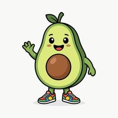 Fototapeta premium Happy avocado mascot cartoon