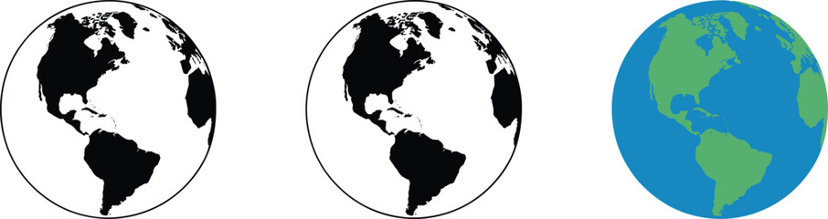 Obraz premium Earth Globe Icon Set Collection