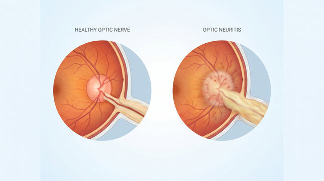 3D Anatomy of Optic Neuritis Inflammation vs Healthy Nerve
