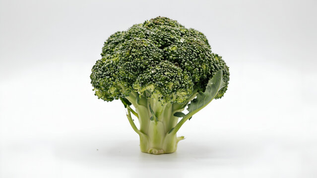 Fresh green broccoli floret head with healthy green leaves broccoli vegetable