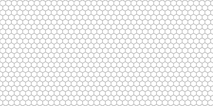 Honeycomb mosaic hexagons background. Plain hexagon grid with bold cells. Hexagon cells. Seamless tileable vector illustration.