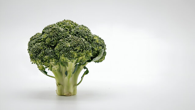 Raw organic green broccoli vegetable floret head isolated on white background