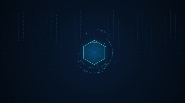 Abstract Hexagon Logo Reveal with Digital Particles, Futuristic Technology Background, 4K Motion Graphics