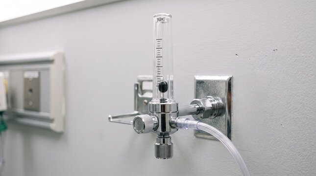 Hospital Oxygen Flowmeter Close-up