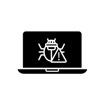 Laptop with bug warning vector icon