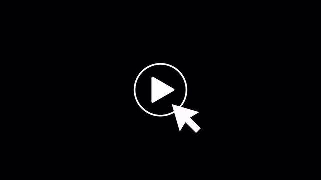 Play and Pause Button Click Animation with Mouse Cursor on Transparent Background, Video Music Player UI, Media Control Icon, Click Effect Motion Graphic in 4K, Cursor arrow clicking Animation. 
