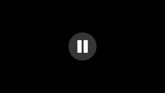 Play and Pause Button Toggle Animation on Transparent Background with Modern Media Control Icons, Video Music Play, Start and Stop Buttons, Video Player UI, App Interface, Interactive Motion Graphic.