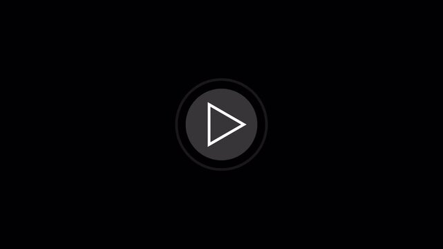 Play Button Animation on Transparent Background with Modern Media Control Icon, Video Music Player UI, Interactive App Interface Motion Graphic in 4K