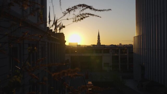 Brussels Town Hall at Sunset