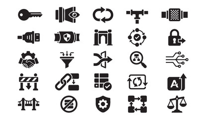 Fototapeta premium Industrial and technical vector symbol collection with industry, technical
