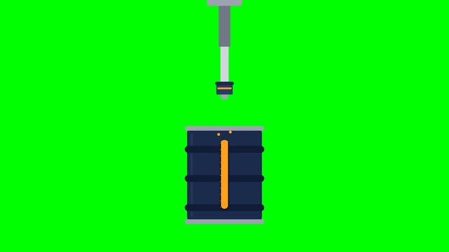 Industrial Oil Barrel Filling Progress Animation with Full Indicator on Green Screen Background
