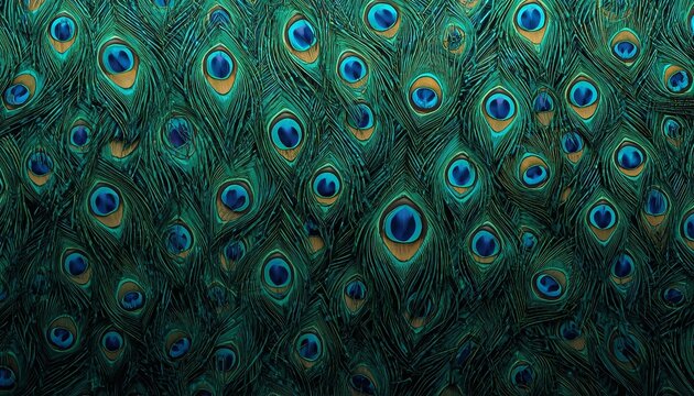 Lush peacock feather eyes pattern background texture