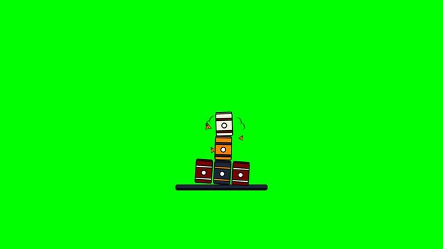 2D Cartoon Soda Cans Stacking Animation on Green Screen for Video Editing and Motion Graphics