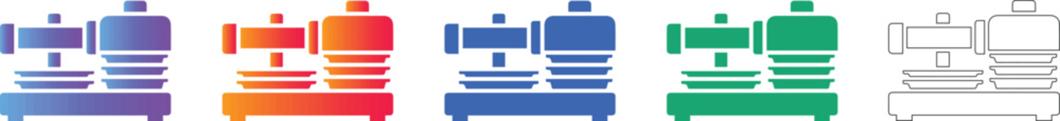 Fototapeta premium Industrial Metal Lathe Icons for Engineering and Manufacturing