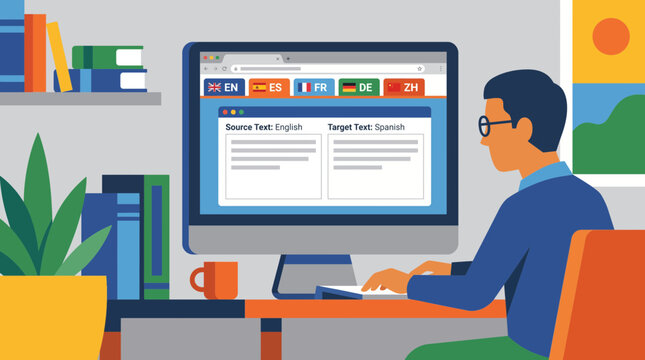 Freelance Translator Working With Multiple Language Tabs on Browser
