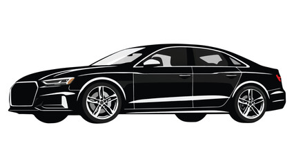 Fototapeta premium Sleek Modern Luxury Sedan Vehicle Illustration in Detailed Profile View