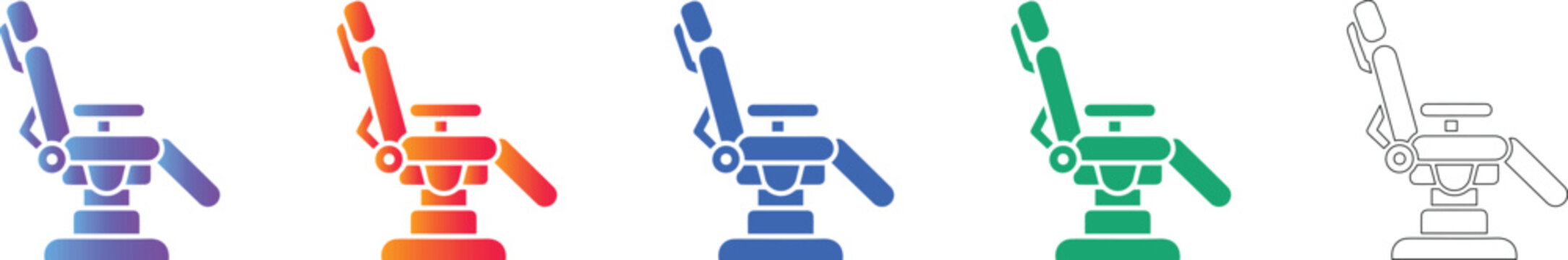 Dental Patient Chair Medical Equipment Icon Set