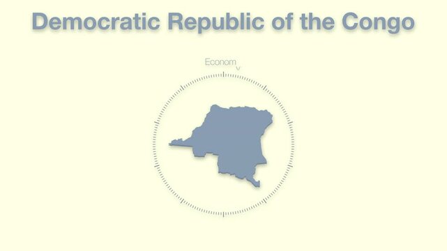 Democratic Republic of the Congo MAP revealing minimalistic animated data analytics for presentations