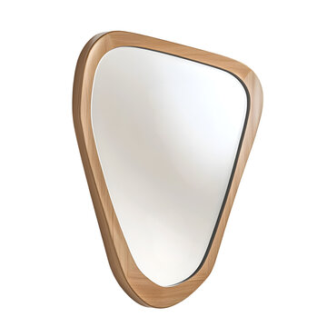 Oak Cream Irregular Wall Mirror Modern Designer Accessory Isolated to Transparent Background