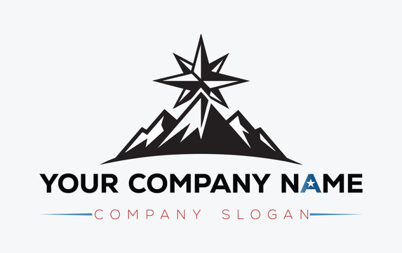 Black star logo with company name and slogan vector design Vector, illustration
