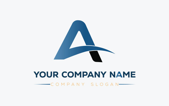 Blue abstract letter a logo design for modern company branding Vector, illustration