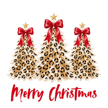 Leopard Christmas Coquette Tree PNG