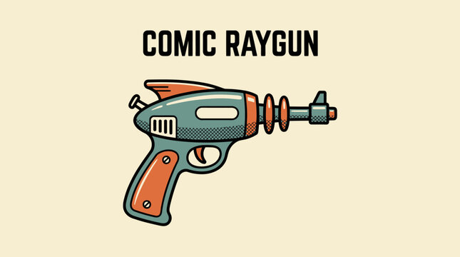 Retro comic book style space raygun.